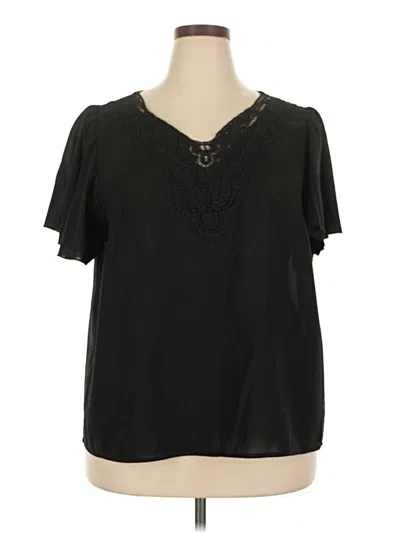 Pre-owned Shein Curve Short Sleeve Blouse In Black