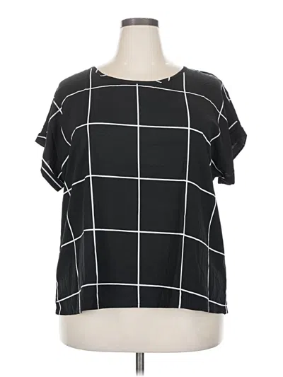Pre-owned Shein Curve Short Sleeve Blouse In Black