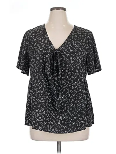 Pre-owned Shein Curve Short Sleeve Blouse In Black