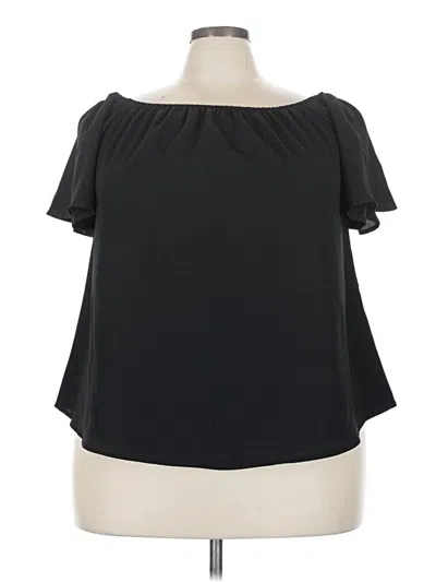 Pre-owned Shein Curve Short Sleeve Blouse In Black