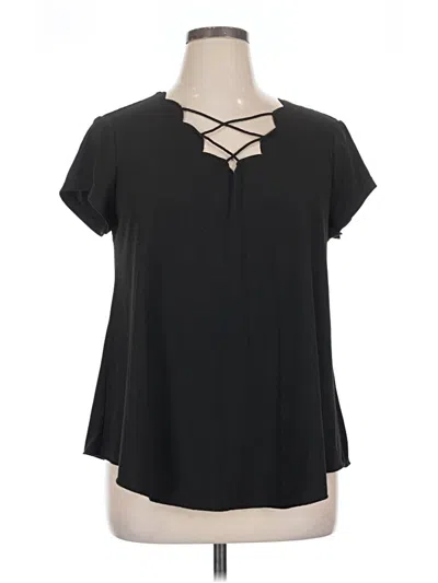 Pre-owned Shein Curve Short Sleeve Blouse In Black