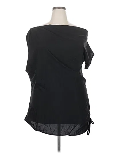Pre-owned Shein Curve Short Sleeve Blouse In Black