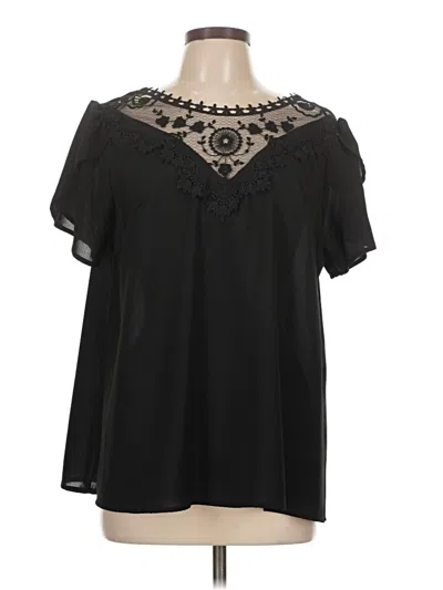 Pre-owned Shein Curve Short Sleeve Blouse In Black