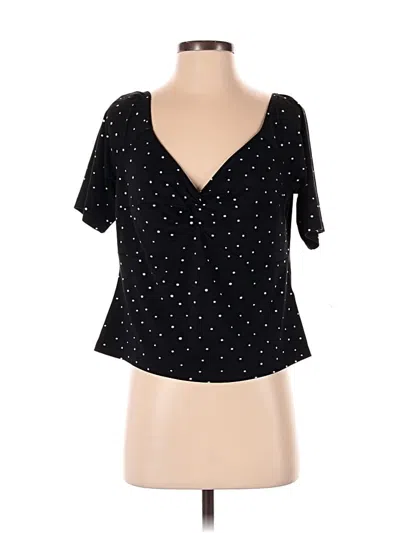 Pre-owned Shein Curve Short Sleeve Blouse In Black