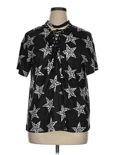 Pre-owned Shein Curve Short Sleeve Blouse In Black
