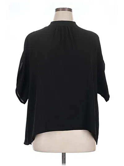Pre-owned Shein Curve Short Sleeve Blouse In Black