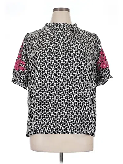 Pre-owned Shein Curve Short Sleeve Blouse In Black