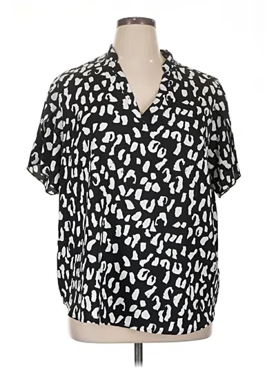 Pre-owned Shein Curve Short Sleeve Blouse In Black