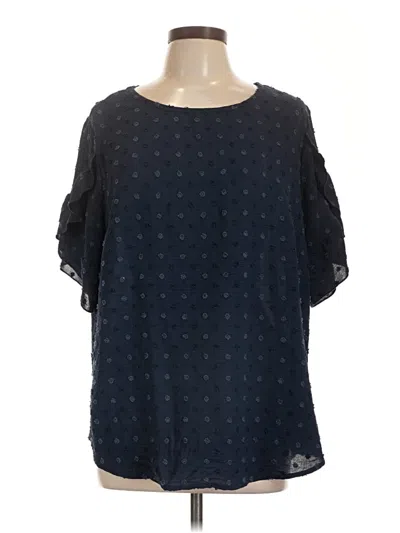 Pre-owned Shein Curve Short Sleeve Blouse In Black