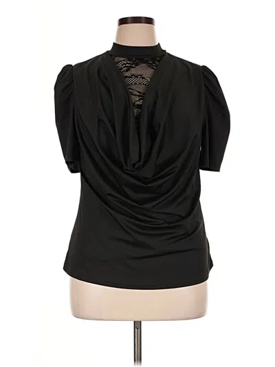 Pre-owned Shein Curve Short Sleeve Blouse In Black