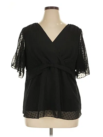 Pre-owned Shein Curve Short Sleeve Blouse In Black