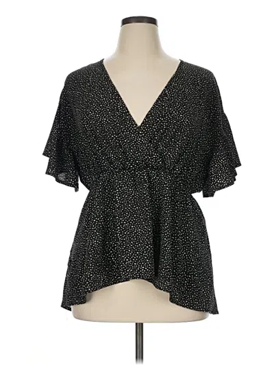 Pre-owned Shein Curve Short Sleeve Blouse In Black