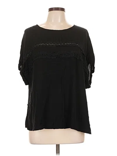 Pre-owned Shein Curve Short Sleeve Blouse In Black
