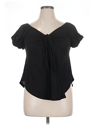 Pre-owned Shein Curve Short Sleeve Blouse In Black