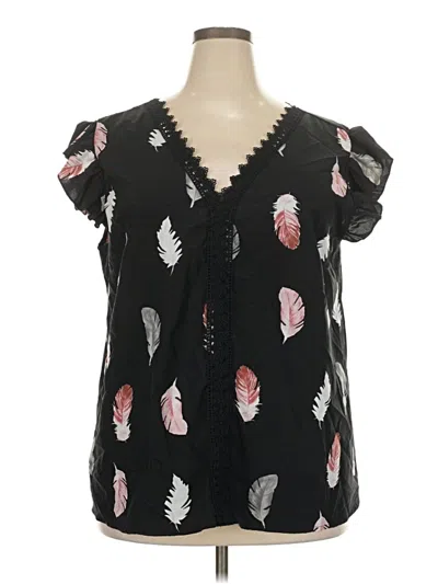 Pre-owned Shein Curve Short Sleeve Blouse In Black