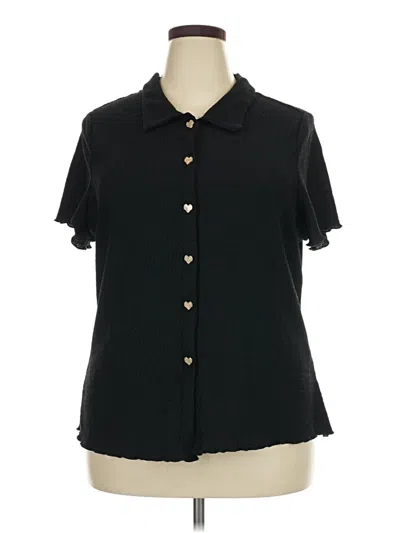 Pre-owned Shein Curve Short Sleeve Blouse In Black