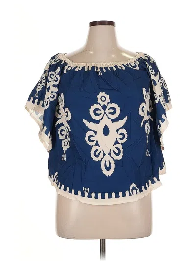 Pre-owned Shein Curve Short Sleeve Blouse In Blue