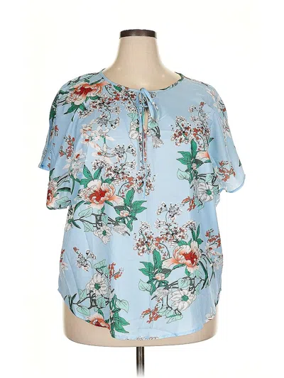 Pre-owned Shein Curve Short Sleeve Blouse In Blue