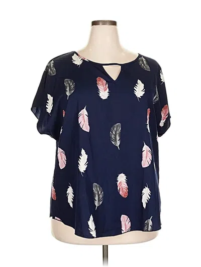 Pre-owned Shein Curve Short Sleeve Blouse In Blue