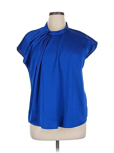 Pre-owned Shein Curve Short Sleeve Blouse In Blue