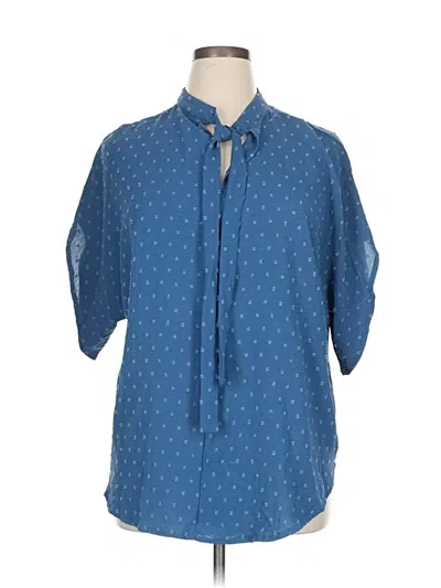 Pre-owned Shein Curve Short Sleeve Blouse In Blue