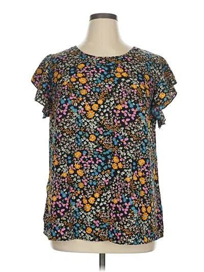 Pre-owned Shein Curve Short Sleeve Blouse In Blue
