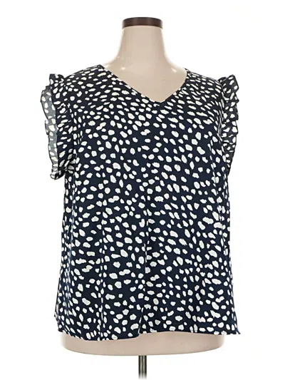 Pre-owned Shein Curve Short Sleeve Blouse In Blue