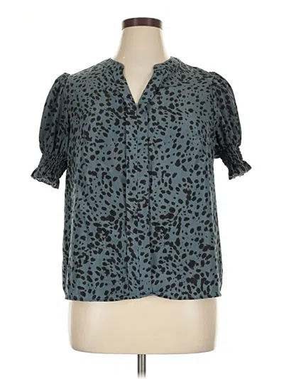 Pre-owned Shein Curve Short Sleeve Blouse In Blue