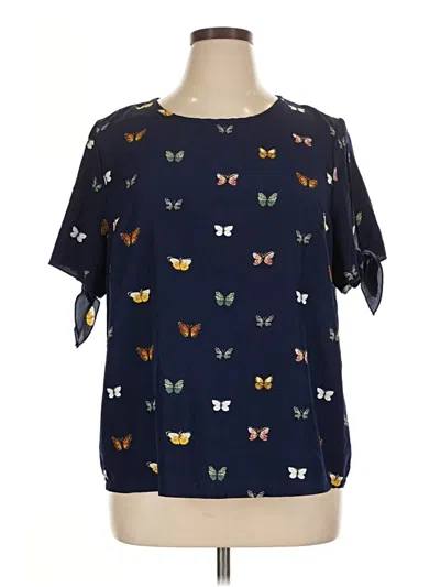 Pre-owned Shein Curve Short Sleeve Blouse In Blue