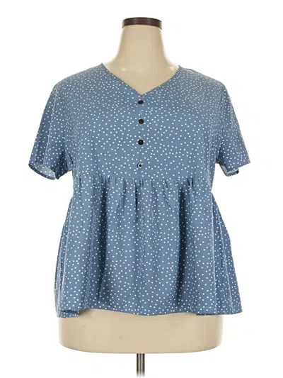 Pre-owned Shein Curve Short Sleeve Blouse In Blue