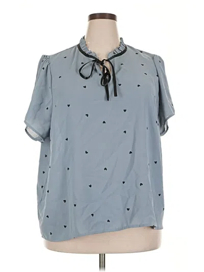 Pre-owned Shein Curve Short Sleeve Blouse In Blue