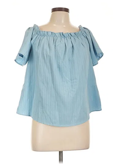 Pre-owned Shein Curve Short Sleeve Blouse In Blue