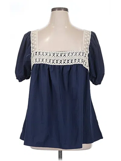 Pre-owned Shein Curve Short Sleeve Blouse In Blue