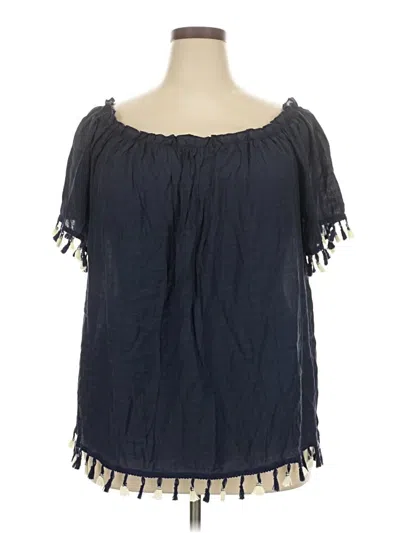 Pre-owned Shein Curve Short Sleeve Blouse In Blue