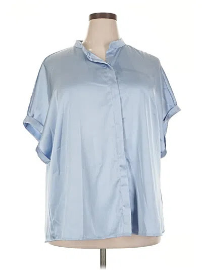 Pre-owned Shein Curve Short Sleeve Blouse In Blue