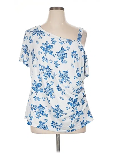 Pre-owned Shein Curve Short Sleeve Blouse In Blue