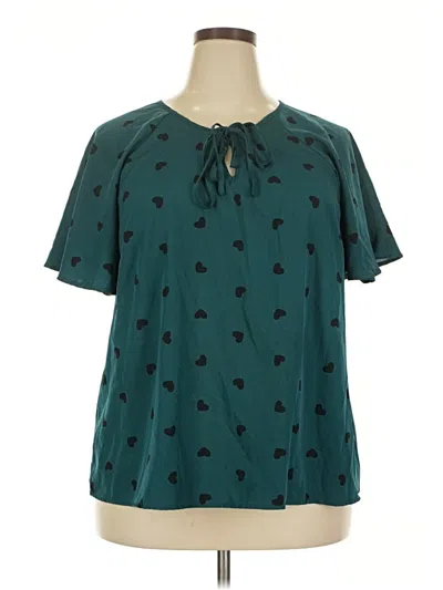 Pre-owned Shein Curve Short Sleeve Blouse In Blue