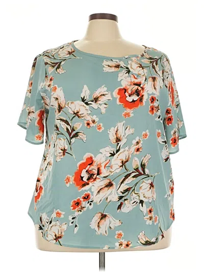 Pre-owned Shein Curve Short Sleeve Blouse In Blue