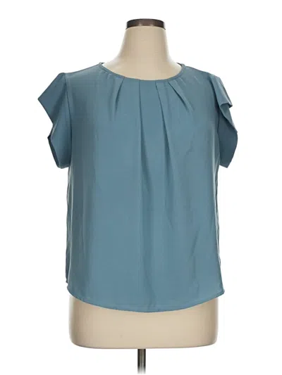 Pre-owned Shein Curve Short Sleeve Blouse In Blue