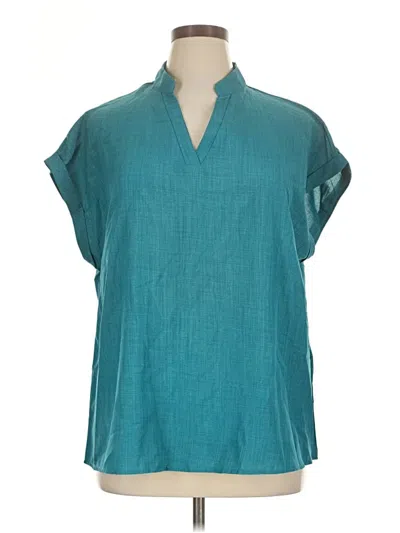 Pre-owned Shein Curve Short Sleeve Blouse In Blue