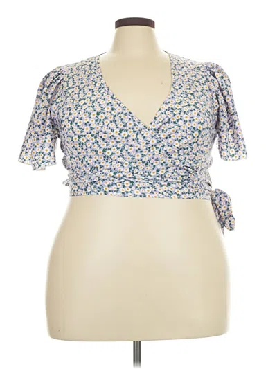 Pre-owned Shein Curve Short Sleeve Blouse In Blue