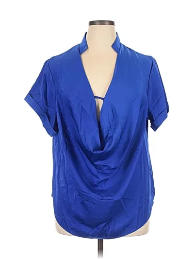 Pre-owned Shein Curve Short Sleeve Blouse In Blue