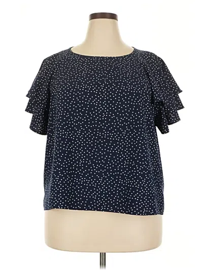 Pre-owned Shein Curve Short Sleeve Blouse In Blue