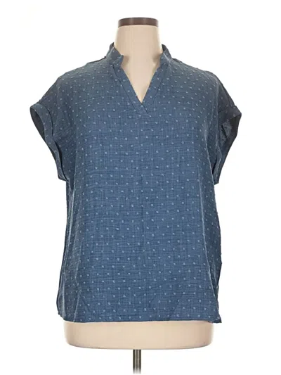 Pre-owned Shein Curve Short Sleeve Blouse In Blue