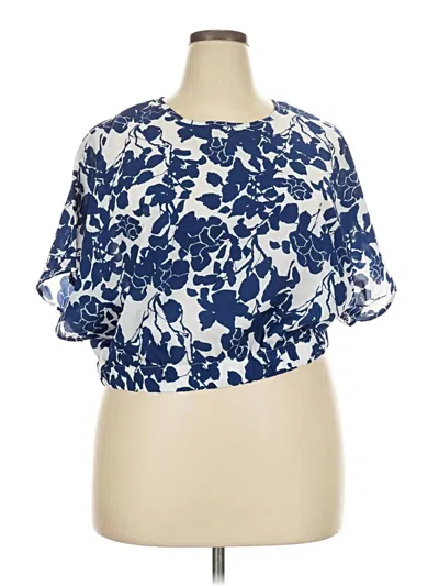 Pre-owned Shein Curve Short Sleeve Blouse In Blue