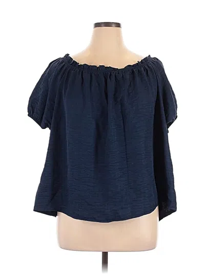 Pre-owned Shein Curve Short Sleeve Blouse In Blue