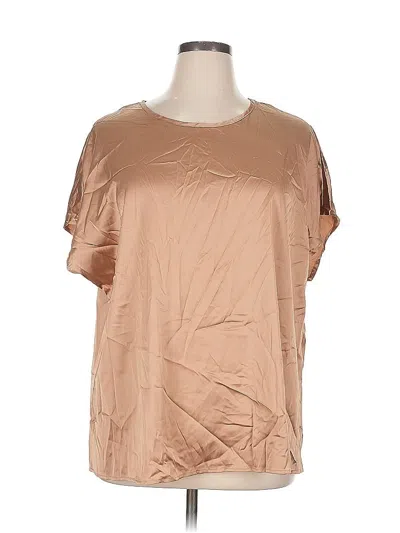 Pre-owned Shein Curve Short Sleeve Blouse In Brown