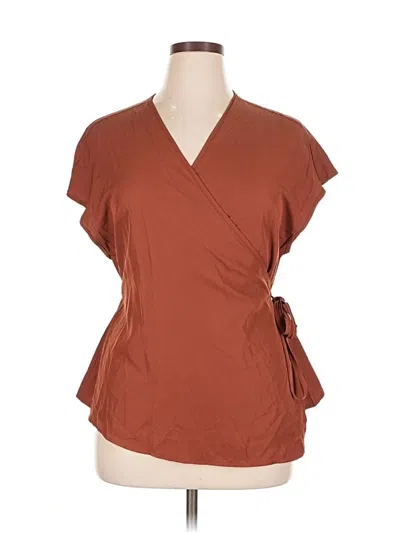 Pre-owned Shein Curve Short Sleeve Blouse In Brown