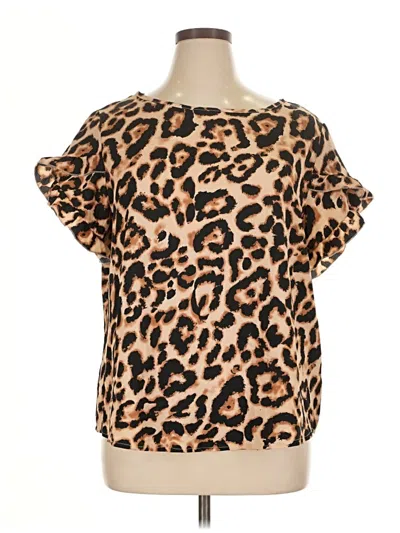 Pre-owned Shein Curve Short Sleeve Blouse In Brown