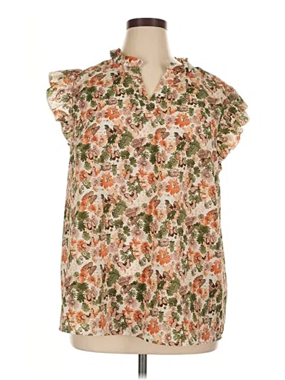 Pre-owned Shein Curve Short Sleeve Blouse In Brown